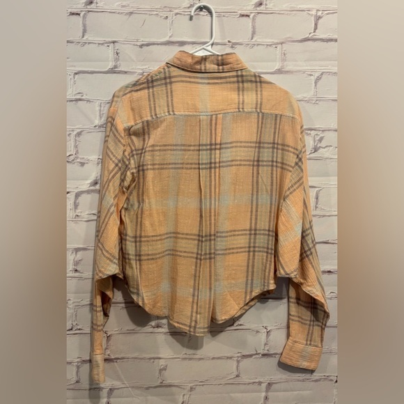 Free People Cropped Cutie Plaid Button Down Shirt Women’s Size Small - Picture 4 of 9